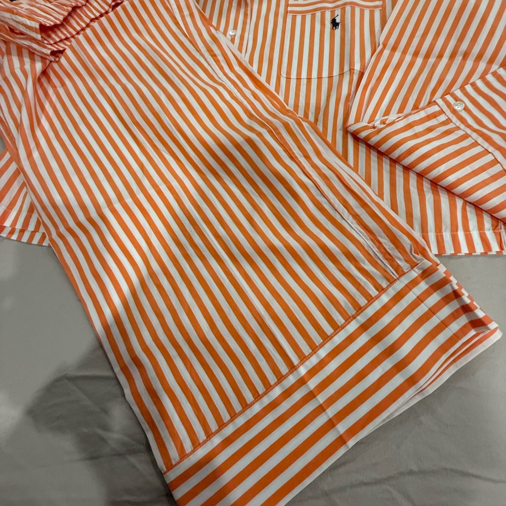 Polo by Ralph Lauren Orange and White Striped Women's Pajama Set - Picture 3 of 16